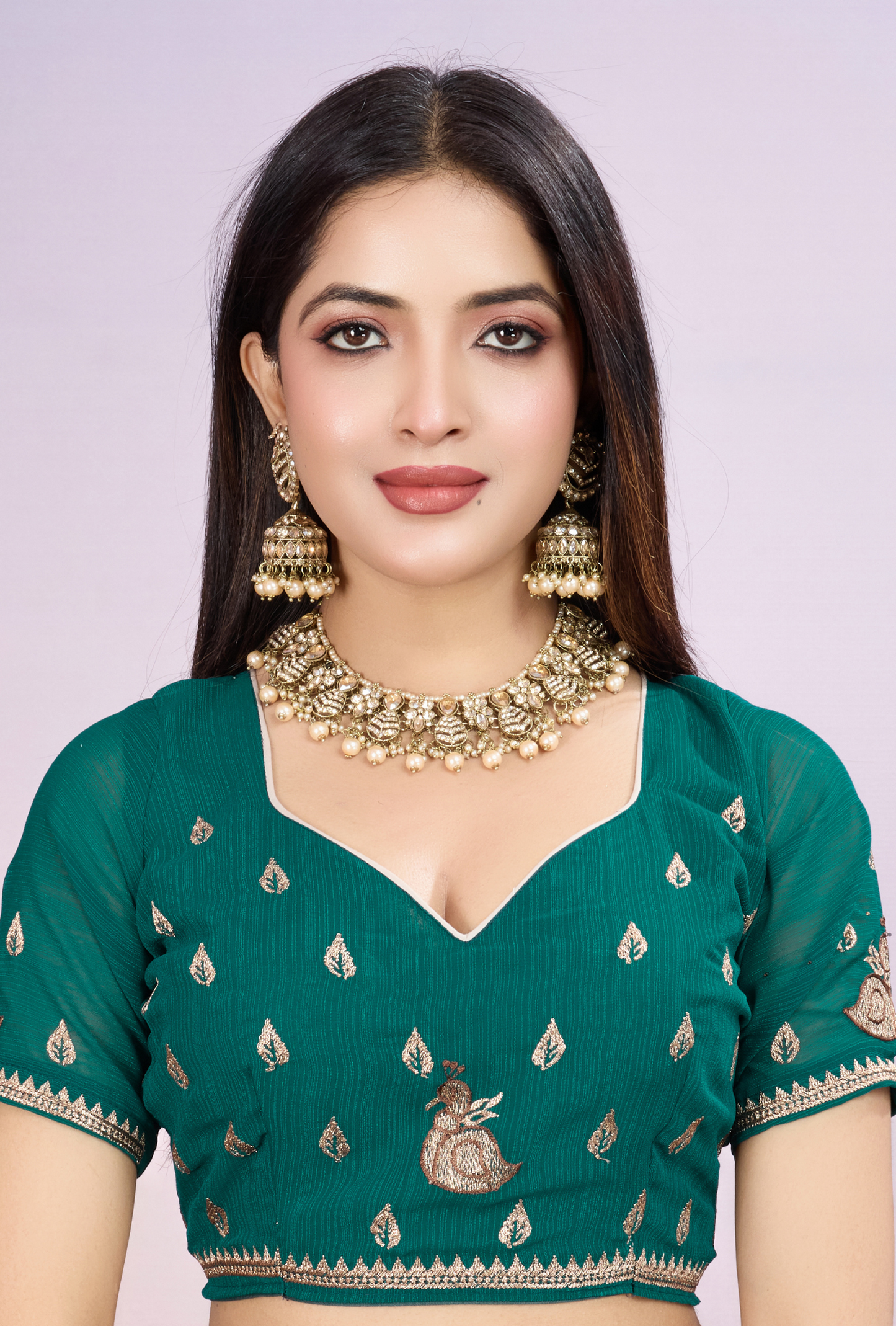 Regal Teal Green Saree with Exquisite Golden Embroidery