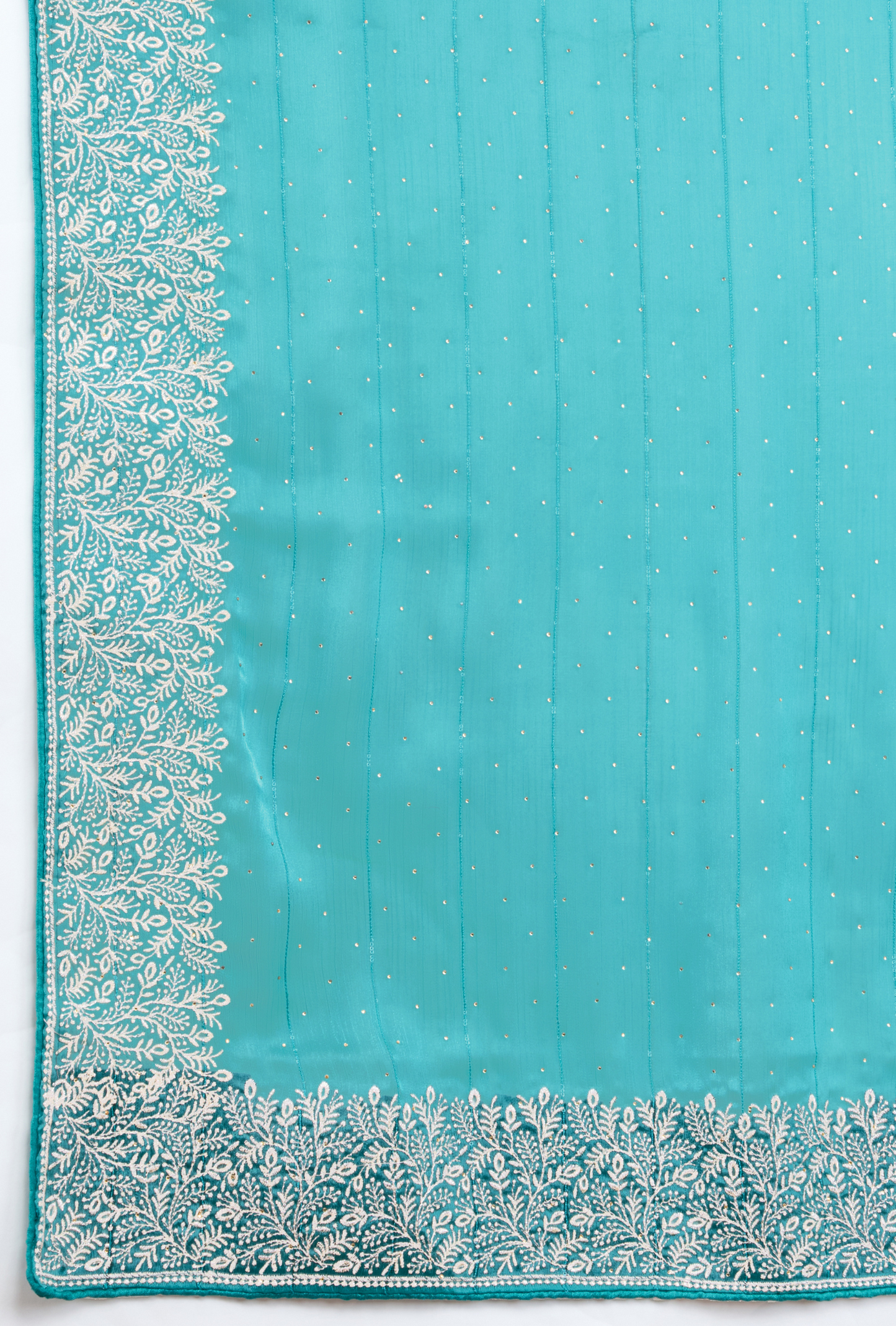 Sea Green Saree with Silver Embroidery & Elegant Border