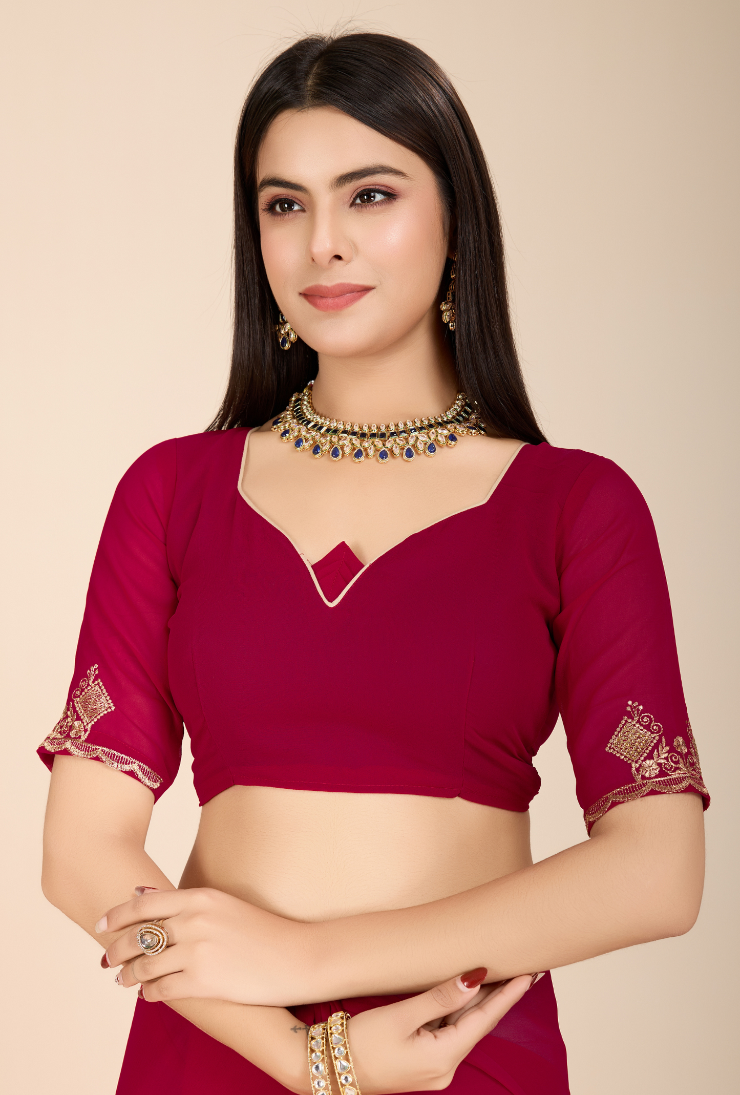 Elegant Deep Maroon Saree with Intricate Golden Embroidery Perfect for Weddings & Festive Occasions