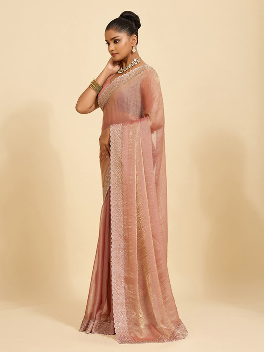 The Perfect Blend of Tradition & Modern Luxury – Rose Gold Saree