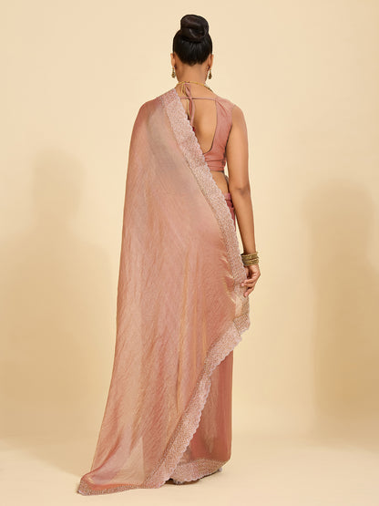The Perfect Blend of Tradition & Modern Luxury – Rose Gold Saree