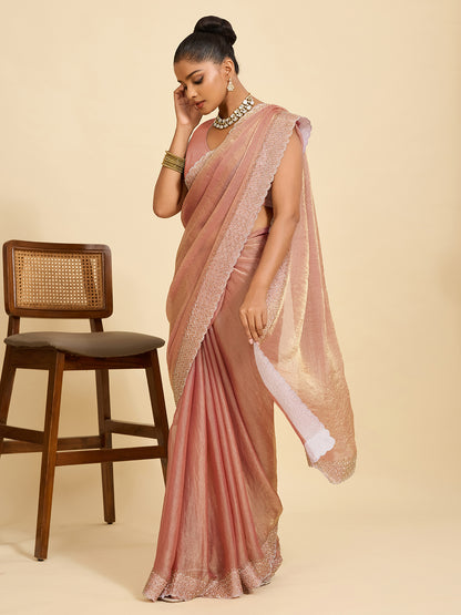 The Perfect Blend of Tradition & Modern Luxury – Rose Gold Saree
