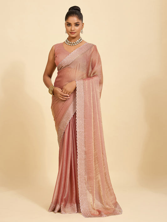 The Perfect Blend of Tradition & Modern Luxury – Rose Gold Saree
