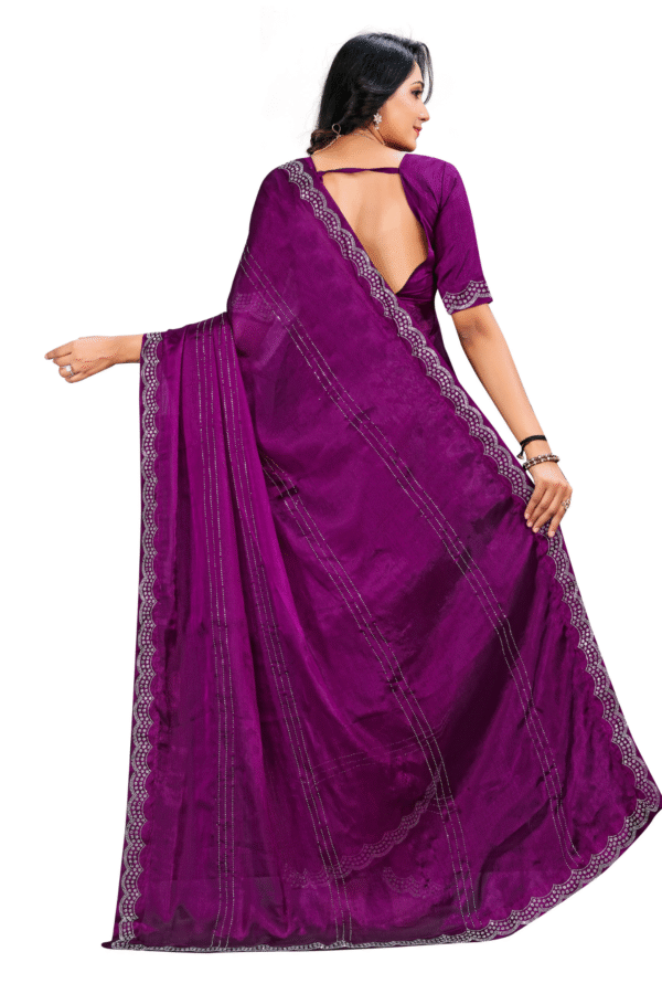 Embellished Beads And Stone Saree - Image 3