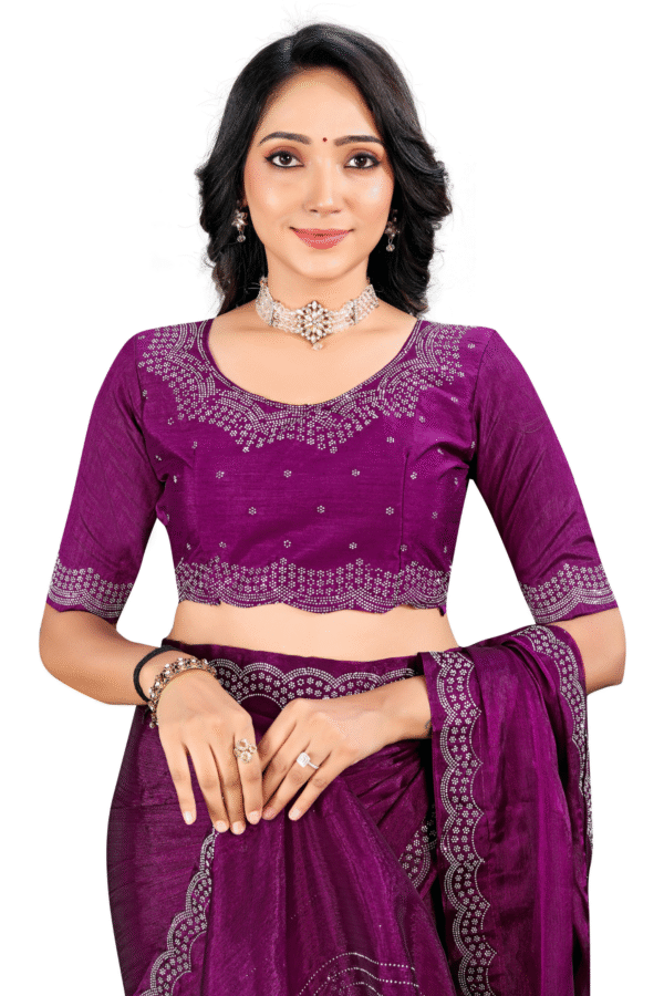 Embellished Beads And Stone Saree - Image 6