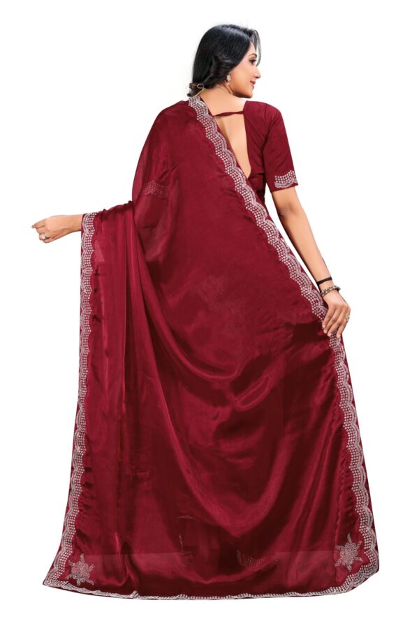 Elegant Marun Saree with Intricate Swaroski work Mode.Heaven Exclusive - Image 3